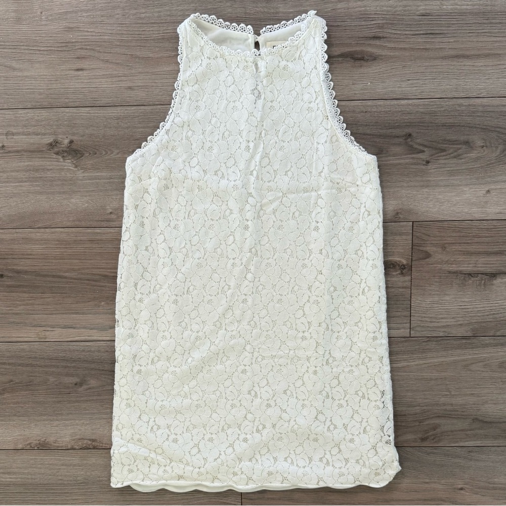 Monteau White Floral Lace Halter Mini Dress